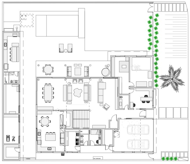 Planta do piso térreo da moradia em Alphaville